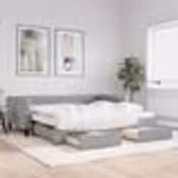 vidaXL Lit de jour avec gigogne et tiroirs gris clair 100x200 cm tissu - 100 x 200 cm