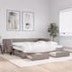 vidaXL Lit de jour avec gigogne et tiroirs taupe 100x200 cm tissu - 100 x 200 cm