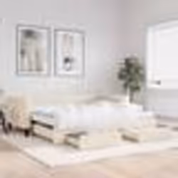 vidaXL Lit de jour avec gigogne et tiroirs crème 100x200 cm tissu - 100 x 200 cm
