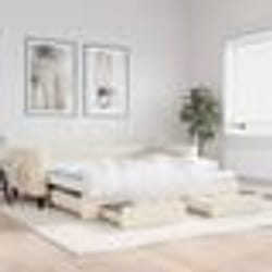 vidaXL Lit de jour avec gigogne et tiroirs crème 100x200 cm tissu - 100 x 200 cm