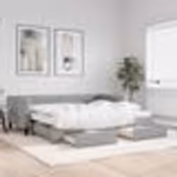 vidaXL Lit de jour avec gigogne et tiroirs gris clair 90x190 cm tissu - 90 x 190 cm