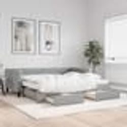 vidaXL Lit de jour avec gigogne et tiroirs gris clair 90x190 cm tissu - 90 x 190 cm
