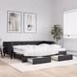 vidaXL Lit de jour avec gigogne et tiroirs noir 90x190 cm tissu - 90 x 190 cm