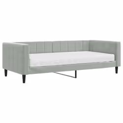 VidaXL 3196674, lit sofa, Gris, mousse, Métal, Polyester, Bois, 2230 mm, 1100 mm