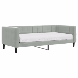 VidaXL 3196680, lit sofa, Gris, mousse, Métal, Polyester, Bois, 2130 mm, 1000 mm