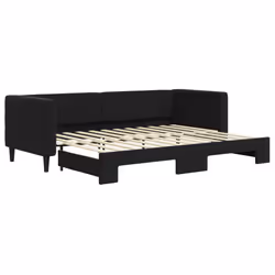 VidaXL 3196688, lit sofa, Noir, mousse, Métal, Polyester, Bois, 2230 mm, 900 mm