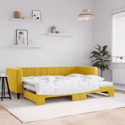 vidaXL Lit de jour avec lit gigogne jaune 80x200 cm velours - 80 x 200 cm