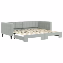 VidaXL 3196691, lit sofa, Gris, mousse, Métal, Polyester, Bois, 2230 mm, 1000 mm