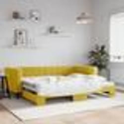 vidaXL Lit de jour avec lit gigogne jaune 90x200 cm velours - 90 x 200 cm