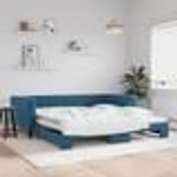 vidaXL Lit de jour avec gigogne sans matelas bleu 100x200 cm - 100 x 200 cm