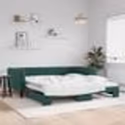 vidaXL Lit de jour avec gigogne sans matelas vert foncé 100x200 cm - 100 x 200 cm