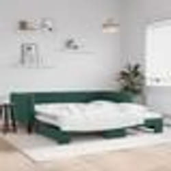 vidaXL Lit de jour avec gigogne sans matelas vert foncé 100x200 cm - 100 x 200 cm