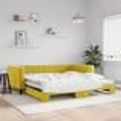 vidaXL Lit de jour avec lit gigogne jaune 100x200 cm velours - 180 x 200 cm