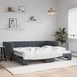 vidaXL Lit de jour avec lit gigogne gris foncé 90x190 cm velours canapé-lit canapé-lit confortable lit de jour gigogne 3196705