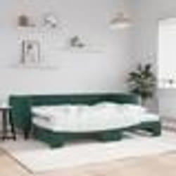vidaXL Lit de jour avec gigogne et matelas vert foncé 80x200cm velours - 80 x 200 cm