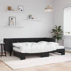vidaXL Lit de jour avec lit gigogne et matelas noir 80x200 cm velours - 80 x 200 cm