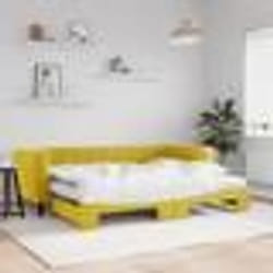 vidaXL Lit de jour avec lit gigogne et matelas jaune 80x200 cm velours - 80 x 200 cm