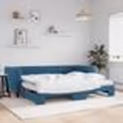 vidaXL Lit de jour avec lit gigogne et matelas bleu 90x200 cm velours - 90 x 200 cm