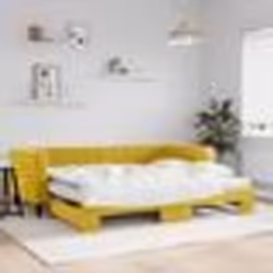 vidaXL Lit de jour avec gigogne et matelas jaune 90x200 cm velours - 180 x 200 cm