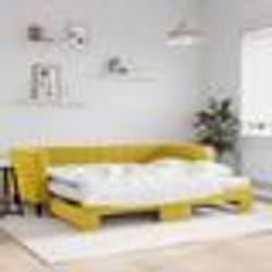 vidaXL Lit de jour avec gigogne et matelas jaune 90x200 cm velours - 180 x 200 cm