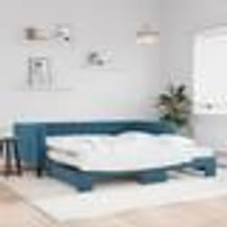 vidaXL Lit de jour avec lit gigogne et matelas bleu 100x200 cm velours - 100 x 200 cm