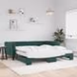 vidaXL Lit de jour et gigogne et matelas vert foncé 100x200 cm velours - 100 x 200 cm