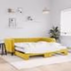 vidaXL Lit de jour avec gigogne et matelas jaune 100x200 cm velours - 100 x 200 cm