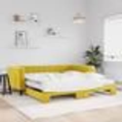 vidaXL Lit de jour avec gigogne et matelas jaune 100x200 cm velours - 100 x 200 cm
