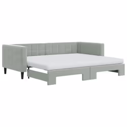 VidaXL 3196728, lit sofa, Gris, mousse, Métal, Polyester, Bois, 2130 mm, 1000 mm