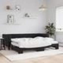 vidaXL Lit de jour avec gigogne et matelas noir 90x190 cm velours - 90 x 190 cm