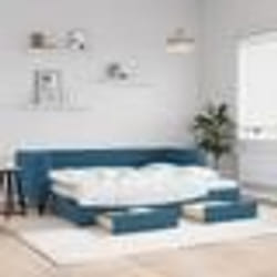 vidaXL Lit de jour avec gigogne et tiroirs sans matelas bleu 80x200 cm - 80 x 200 cm