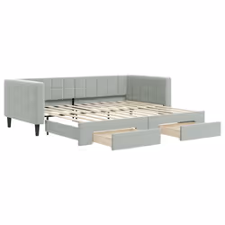 VidaXL 3196732, lit sofa, Gris, mousse, Métal, Polyester, Bois, 2230 mm, 900 mm