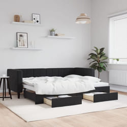 Lit de jour avec gigogne et tiroirs sans matelas noir 80x200 cm Vidaxl