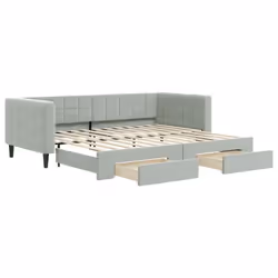 VidaXL 3196739, lit sofa, Gris, mousse, Métal, Polyester, Bois, 2230 mm, 1000 mm