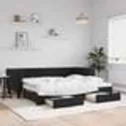 vidaXL Lit de jour avec gigogne et tiroirs sans matelas noir 90x200 cm - 90 x 200 cm