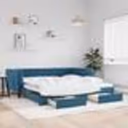 vidaXL Lit de jour avec gigogne et tiroirs sans matelas bleu 100x200cm - 100 x 200 cm