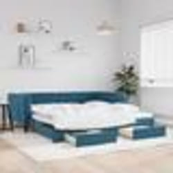 vidaXL Lit de jour avec gigogne et tiroirs sans matelas bleu 100x200cm - 100 x 200 cm