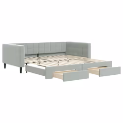VidaXL 3196746, lit sofa, Gris, mousse, Métal, Polyester, Bois, 2230 mm, 1100 mm