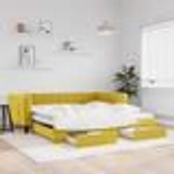 vidaXL Lit de jour avec gigogne et tiroirs jaune 100x200 cm velours - 100 x 200 cm