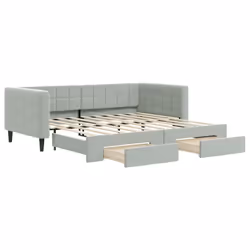 VidaXL 3196752, lit sofa, Gris, mousse, Métal, Polyester, Bois, 2130 mm, 1000 mm