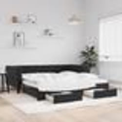 vidaXL Lit de jour avec gigogne et tiroirs noir 90x190 cm velours - 90 x 190 cm
