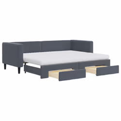 VidaXL 3196757, lit sofa, Gris, mousse, Métal, Polyester, Bois, 2230 mm, 900 mm