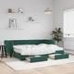 vidaXL Lit de jour avec gigogne et tiroirs vert foncé 80x200cm velours - 80 x 200 cm