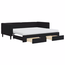 VidaXL 3196760, lit sofa, Noir, mousse, Métal, Polyester, Bois, 2230 mm, 900 mm