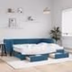 vidaXL Lit de jour avec gigogne et tiroirs bleu 90x200 cm velours - 90 x 200 cm