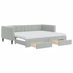 VidaXL 3196763, lit sofa, Gris, mousse, Métal, Polyester, Bois, 2230 mm, 1000 mm