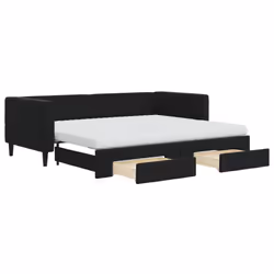 VidaXL 3196767, lit sofa, Noir, mousse, Métal, Polyester, Bois, 2230 mm, 1000 mm