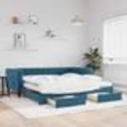 vidaXL Lit de jour avec gigogne et tiroirs bleu 100x200 cm velours - 100 x 200 cm