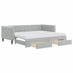 VidaXL 3196770, lit sofa, Gris, mousse, Métal, Polyester, Bois, 2230 mm, 1100 mm