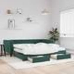 vidaXL Lit de jour et gigogne et tiroirs vert foncé 100x200 cm velours - 100 x 200 cm